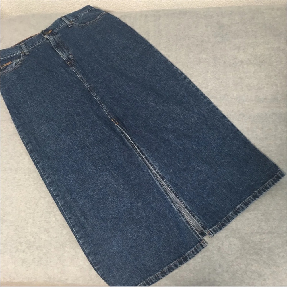 Eddie Bauer long denim jean skirt modest size 14 Y2K retro
